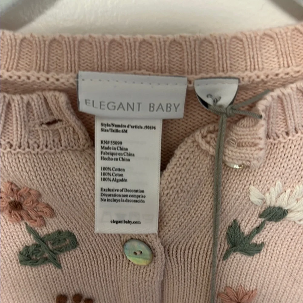 Cream Cropped Sweater with Floral Embroidery and Puffed Shoulders - Picture 2 of 7
